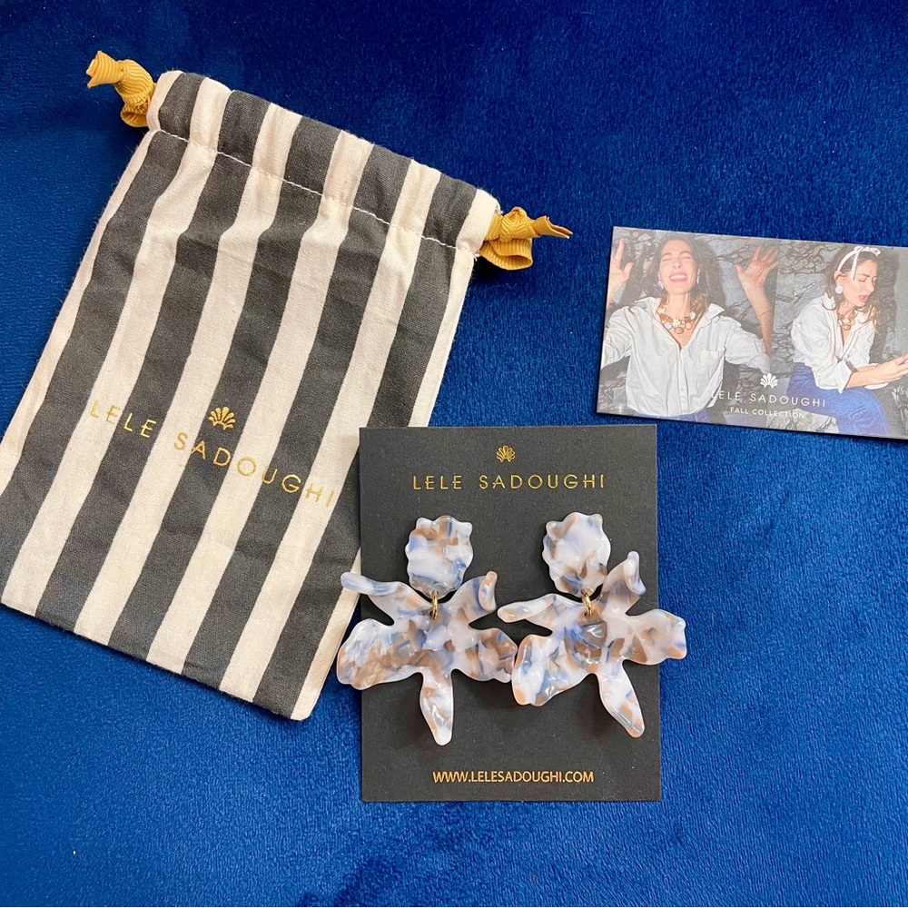 Authentic, BRAND NEW beautiful Lele Sadoughi small paper lily earrings
